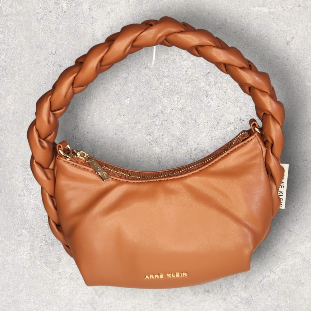 Anne Klein Braided Handle Kate Hobo Handbag - NWT - Saddle